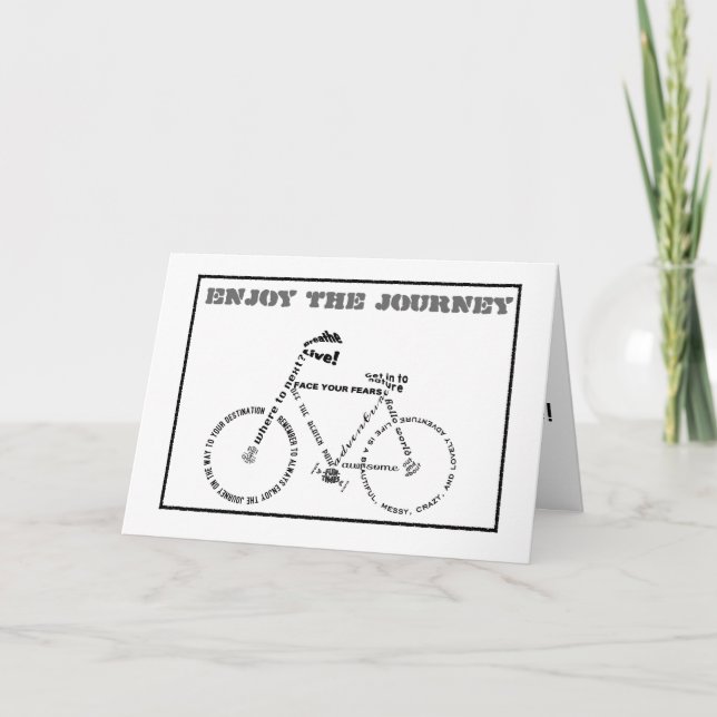 Enjoy the Journey, Words Bicycle, Graduation Card (Front)