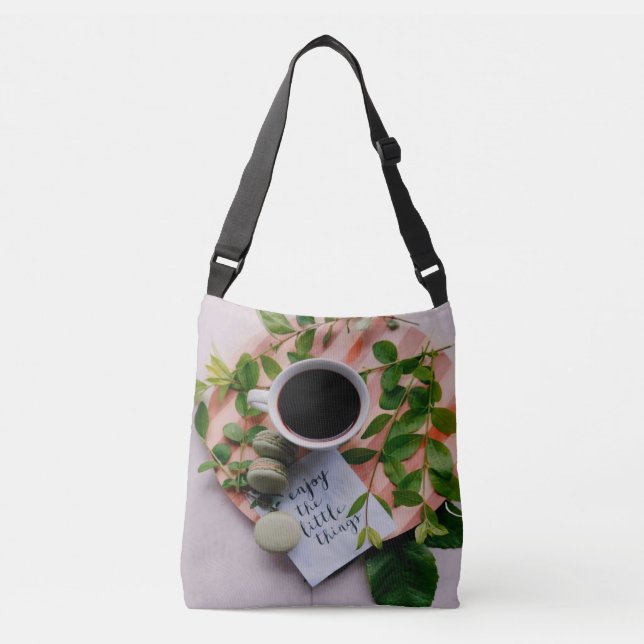 Enjoy The Little Things Coffee Cookies Peace Crossbody Bag (Front)