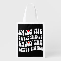 enjoy the little things cool motivational quote ab grocery bag