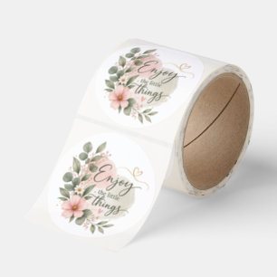 Enjoy the Little Things Floral StickerSticker Classic Round Sticker
