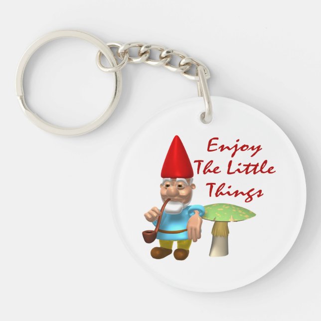 Enjoy The Little Things Gnome Keychain (Front)