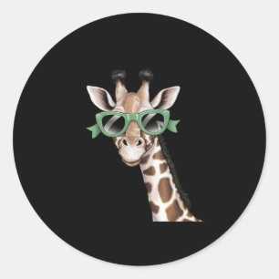 Enjoy The Little Things Green Ribbon Cool Giraffe Classic Round Sticker