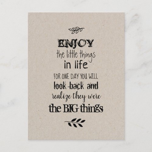 Enjoy the little things in life postcard