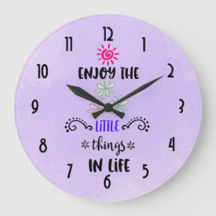 Enjoy The Little Things In Life Typography Quote Large Clock