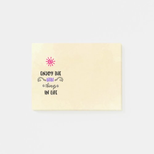 Enjoy The Little Things In Life Typography Quote Post_it Notes