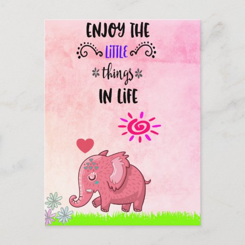 Enjoy The Little Things In Life Typography Quote Postcard