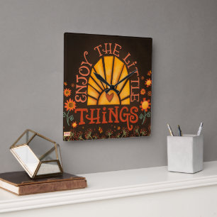 Enjoy the Little Things Inspirational Quote Sun Square Wall Clock