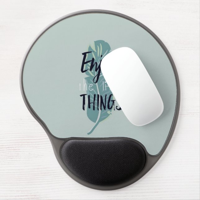 “Enjoy the Little Things” Minimal Feather Mouse Pa Gel Mouse Pad (Left Side)