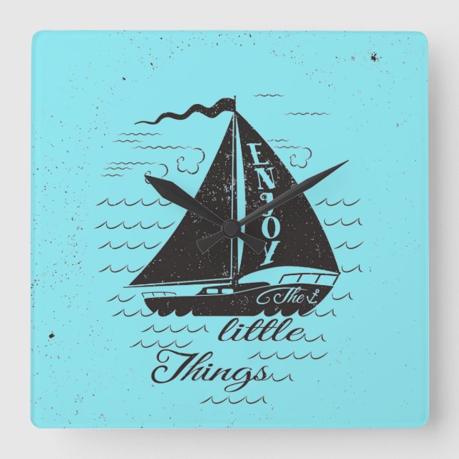 Enjoy The Little Things Poster Square Wall Clock (Front)