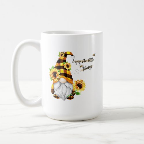 Enjoy the Little Things Sunflower Gnome Coffee Mug