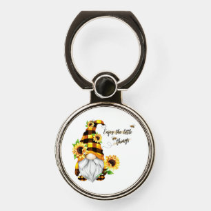 Enjoy the Little Things Sunflower Gnome Phone Ring Stand