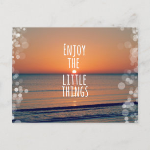 Enjoy the Little Things Sunset Quote Postcard