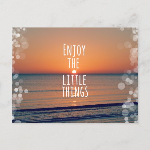 Enjoy the Little Things Sunset Quote Postcard