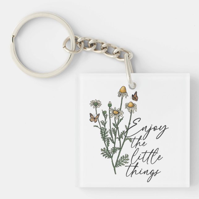 Enjoy The Little Things Wildflower Daisy Keychain (Front)