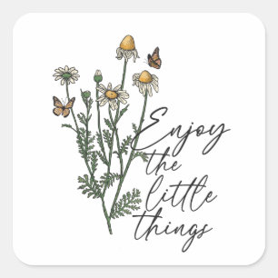Enjoy The Little Things Wildflower Daisy Square Sticker