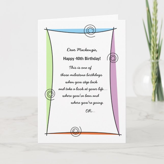 Enjoy the moment 40th Birthday Card (Front)