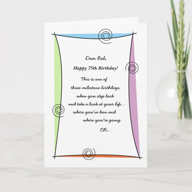 Enjoy the moment 75th Birthday Card (Front)