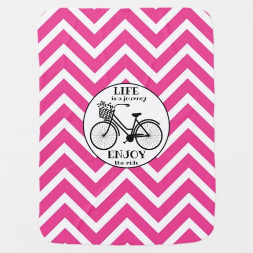 Enjoy The Ride  Bicycle With Flowers Motivational Baby Blanket