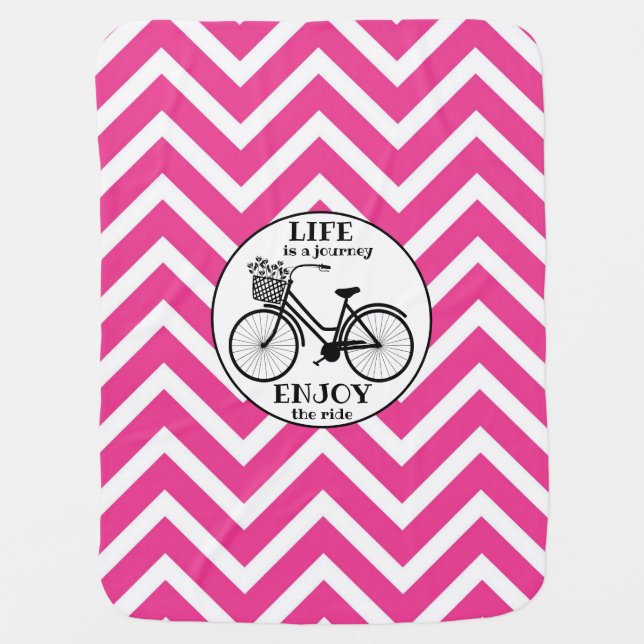 Enjoy The Ride | Bicycle With Flowers Motivational Baby Blanket (Front)
