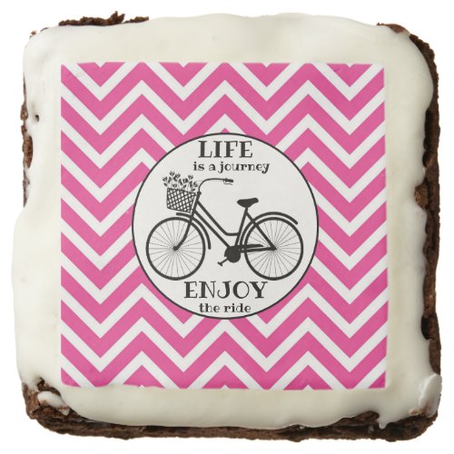 Enjoy The Ride  Bicycle With Flowers Motivational Brownie