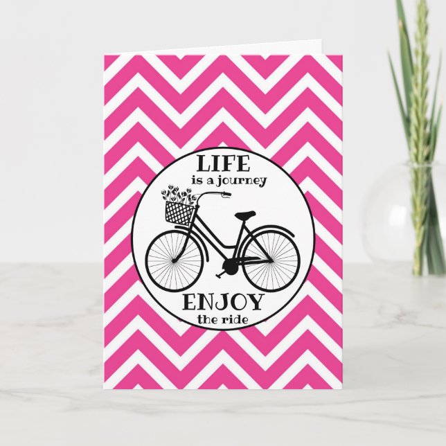 Enjoy The Ride | Bicycle With Flowers Motivational Card (Front)