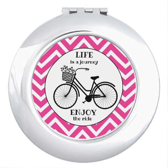 Enjoy The Ride | Bicycle With Flowers Motivational Compact Mirror (Front)