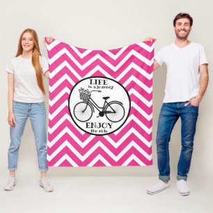 Enjoy The Ride Bicycle With Flowers Motivational Fleece Blanket