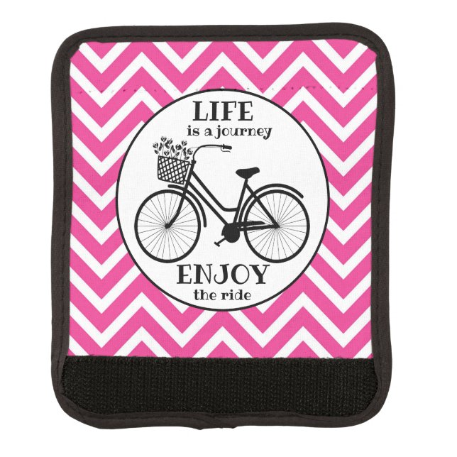 Enjoy The Ride | Bicycle With Flowers Motivational Luggage Handle Wrap (Front)