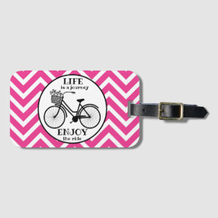 Enjoy The Ride Bicycle With Flowers Motivational Luggage Tag