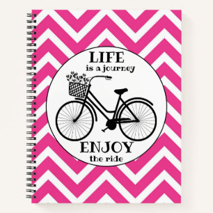 Enjoy The Ride   Bicycle With Flowers Motivational Notebook