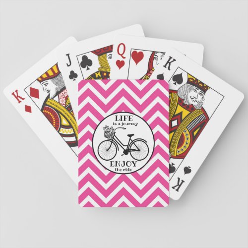 Enjoy The Ride  Bicycle With Flowers Motivational Playing Cards