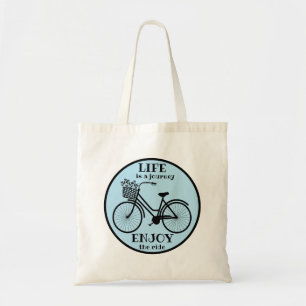 Enjoy The Ride Bicycle With Flowers Motivational Tote Bag