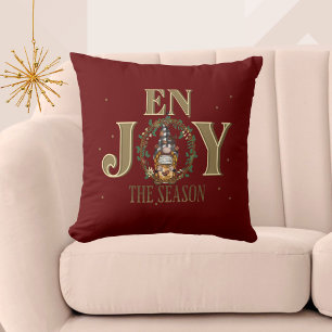Enjoy the Season Coffee Mrs Gnome Throw Pillow