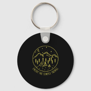 Enjoy the simple things campfire nature minimalist keychain