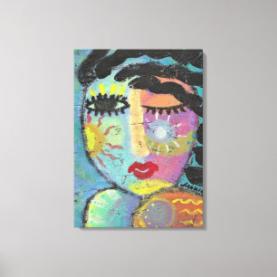 Enjoy the Sunshine Abstract Portrait of a Woman Canvas Print