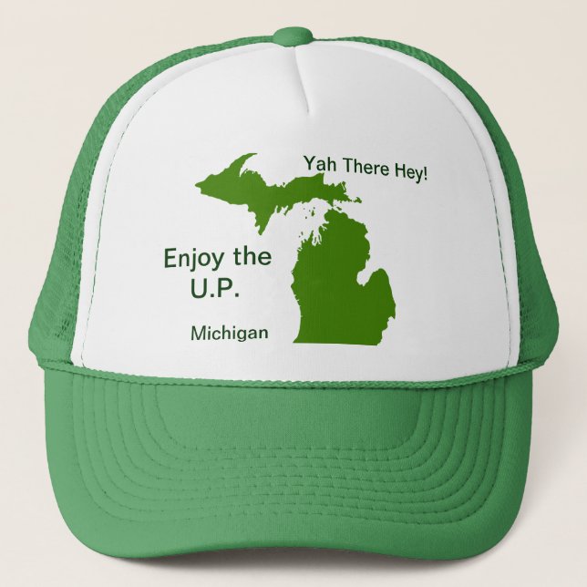 Enjoy the U.P. Michigan with Da Yoopers Trucker Hat (Front)