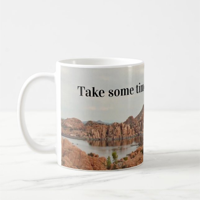 Enjoy the View Prescott Arizona Red Rock Lake Coffee Mug (Left)