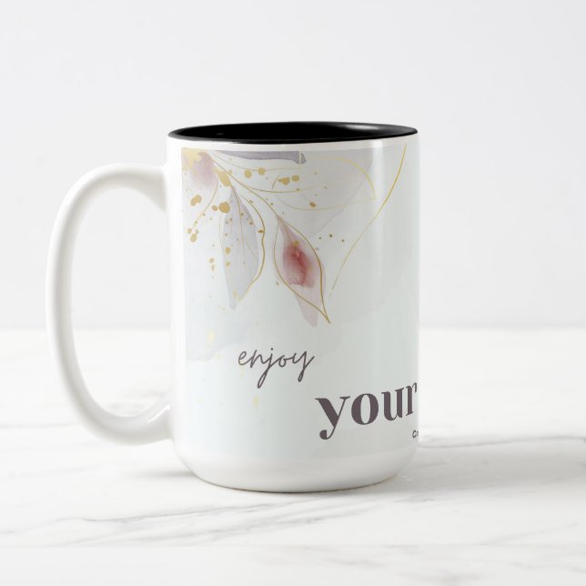 enjoy your coffe Two-Tone coffee mug (Left)