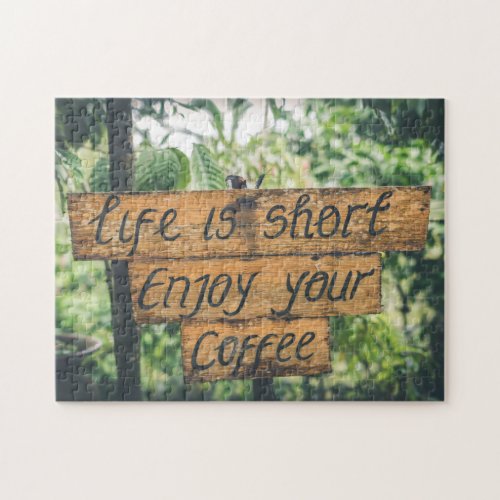 Enjoy Your Coffee Sign Quote Art Typographic Image Jigsaw Puzzle