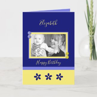 Enjoy your day blue and yellow photo birthday card