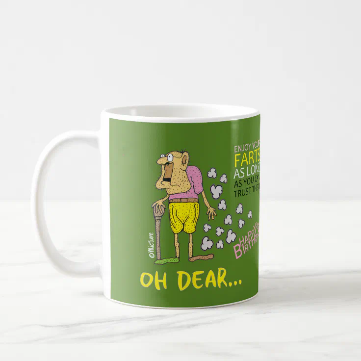 Enjoy your farts - old man birthday green cartoon coffee mug | Zazzle