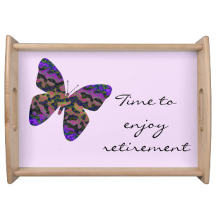 Enjoy Your Retirement Bright Modern Butterfly Serving Tray