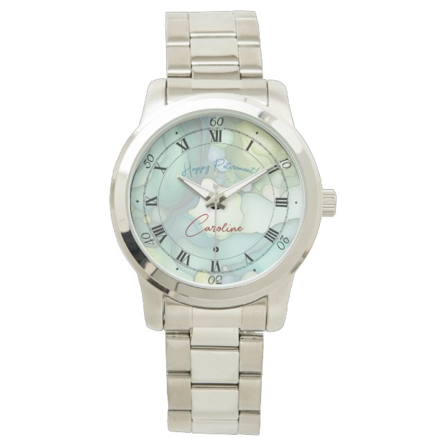 Enjoy Your Retirement Pastel Fluid Colors Watch (Front)