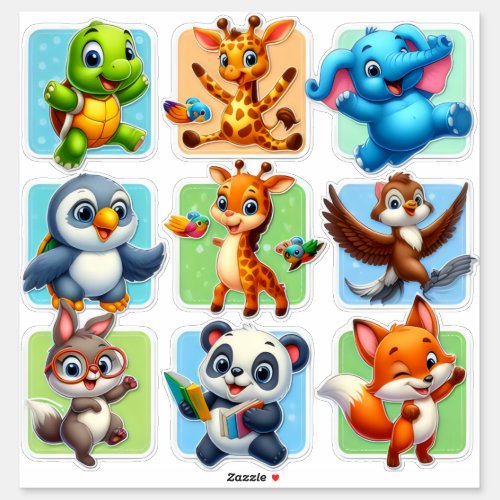 Enjoyable set of cartoon animal stickers