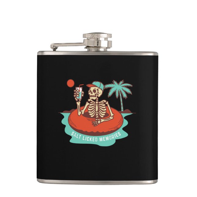 Enjoying a Cold One on a  Flask (Front)