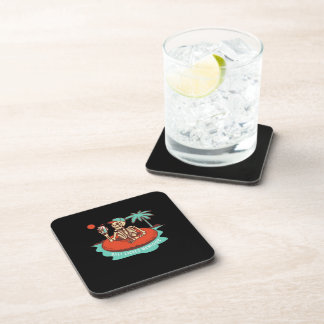 Enjoying a Cold One with Skeleton Floating Beverage Coaster