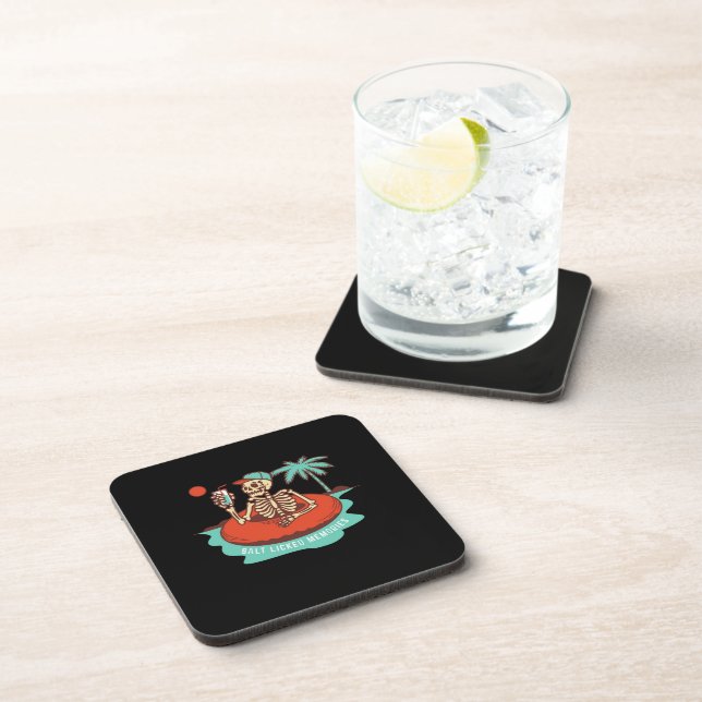 Enjoying a Cold One with Skeleton Floating Beverage Coaster (Right Side)