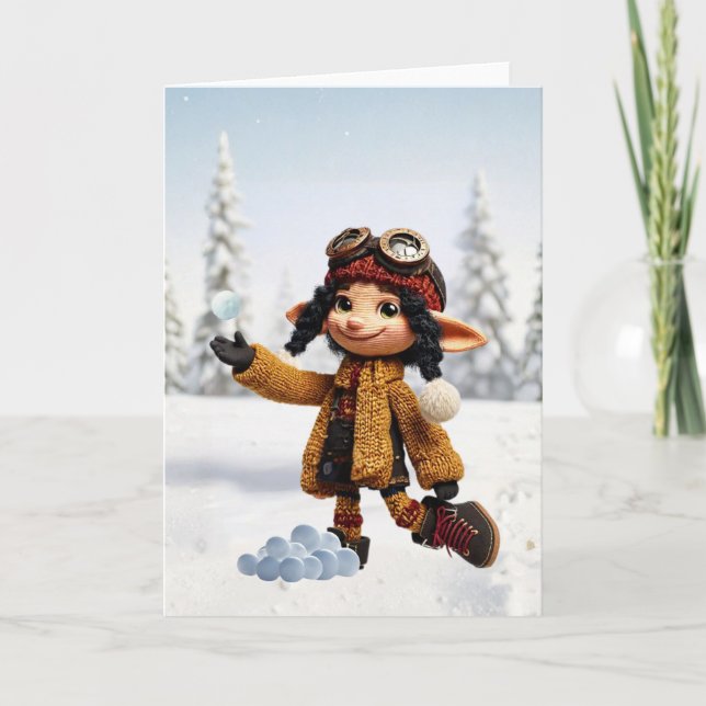 Enjoying A Snow Day Card (Front)