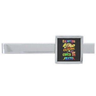 Enjoying Cuisine On Cinco de Mayo Silver Finish Tie Bar