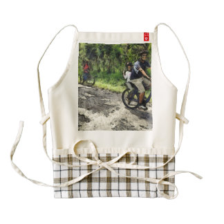 Enjoying cycling on a rough track zazzle HEART apron